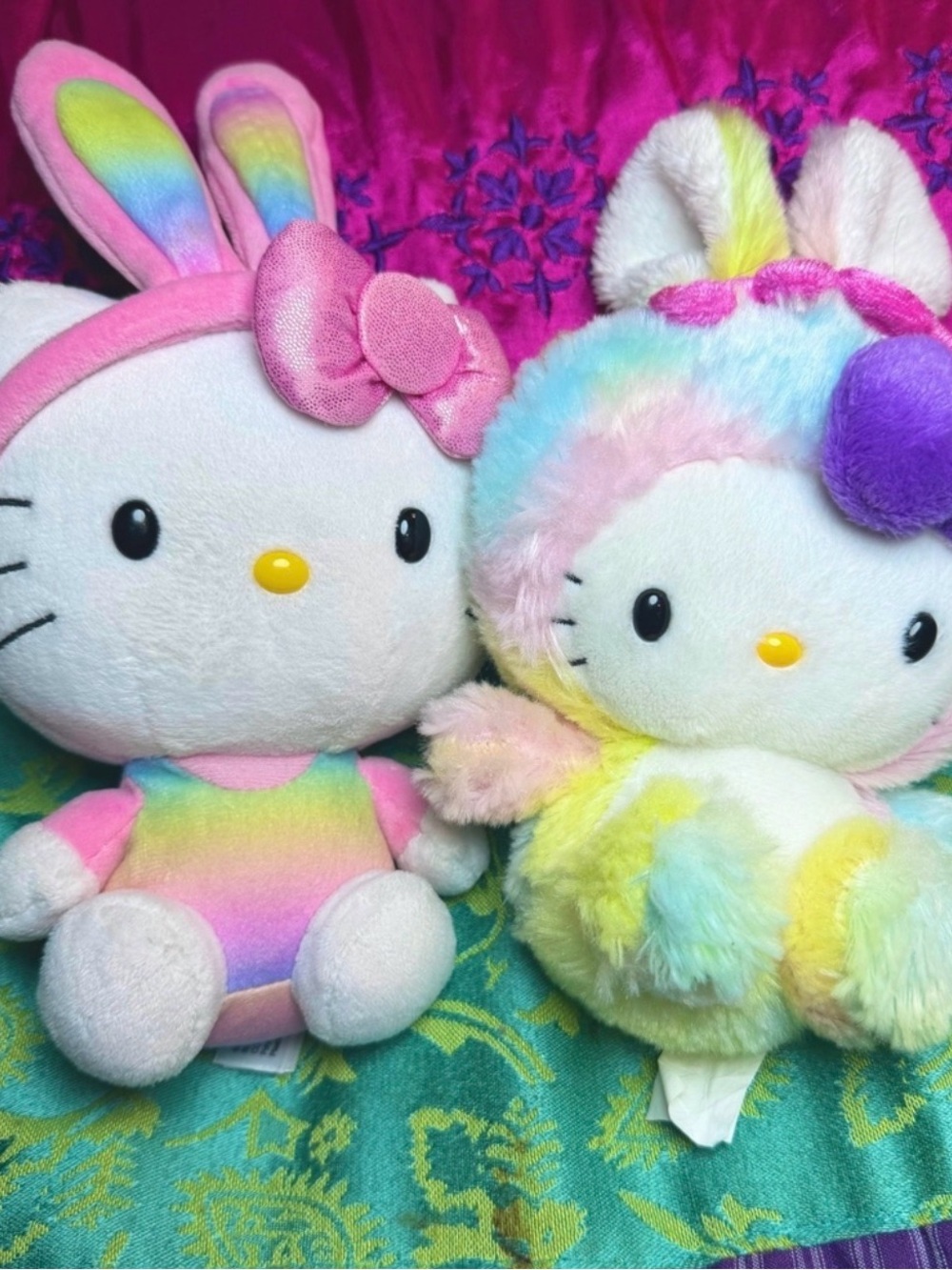 Set 2 Hello Kitty Sanrio Easter Bunny Plush Dolls